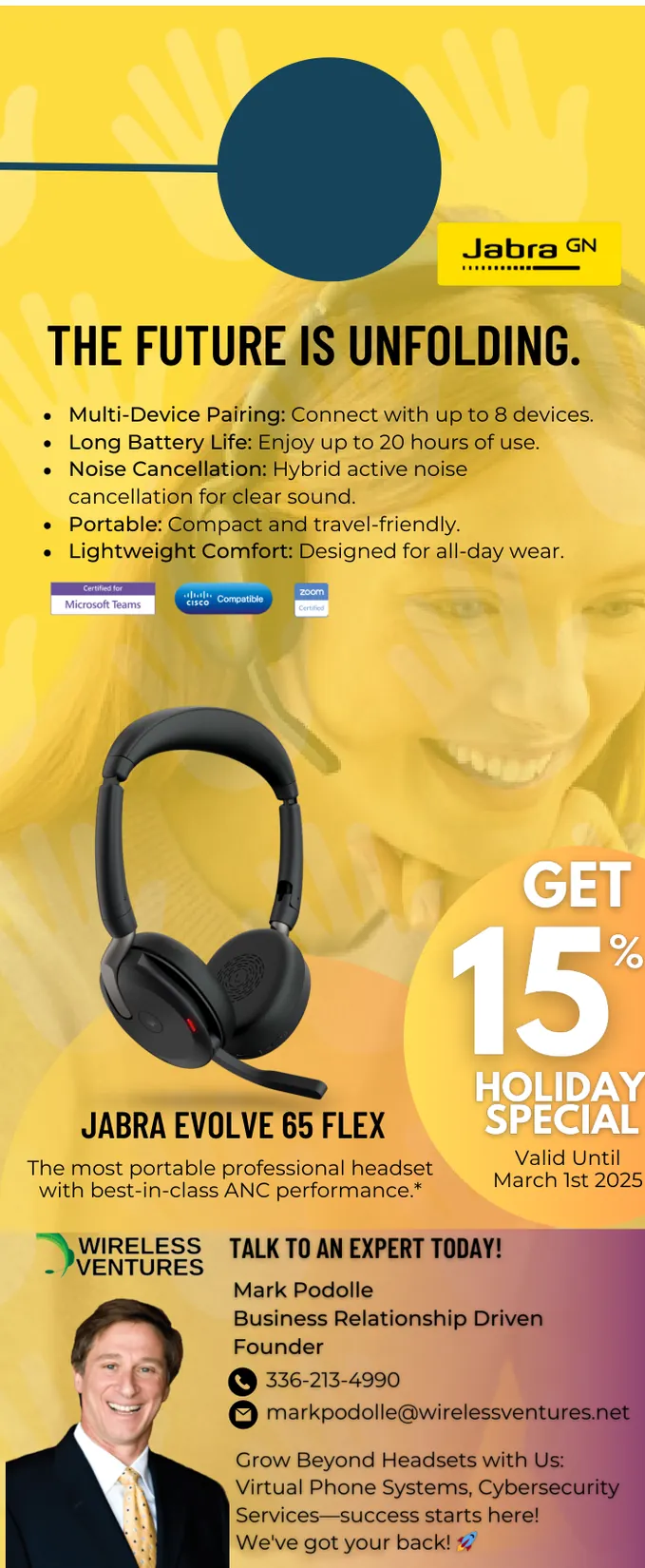 Product Promotion Door Hanger — marketing sample for Wireless Ventures