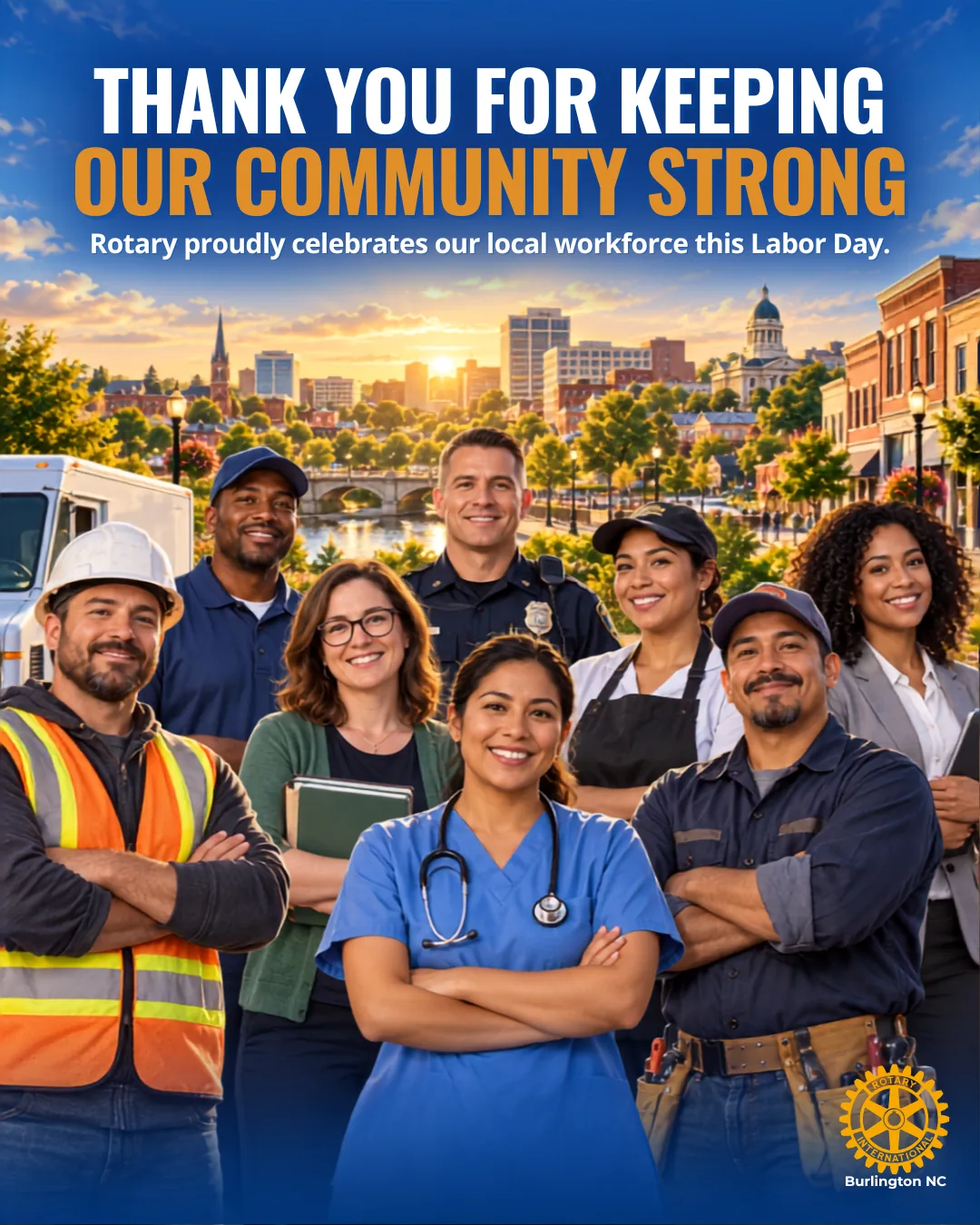 Labor Day Community Appreciation — portfolio design sample for Burlington Rotary
